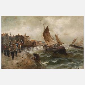 P. Holm, Fischer im Hafen