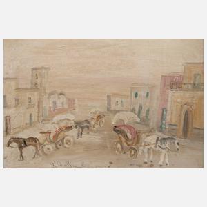 Luigi De Angelis, Droschken in Stadtkulisse