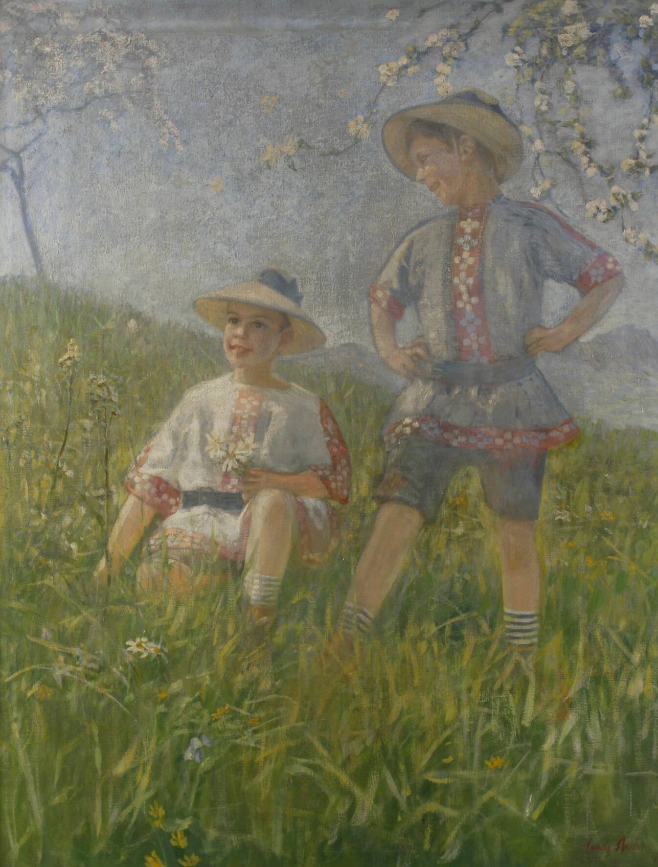Ludwig Biehr, Kinder auf blühender Wiese