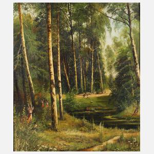 Herbert Bormann (attr.), Rehe in Waldlandschaft