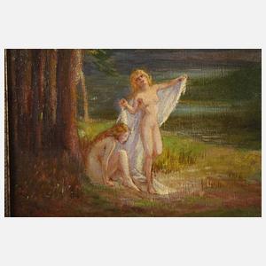 Walter Henschel v. Hain, Badende Mädchen am Weiher