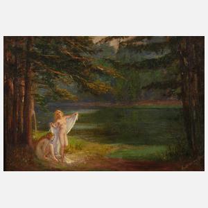 Walter Henschel v. Hain, Badende Mädchen am Weiher