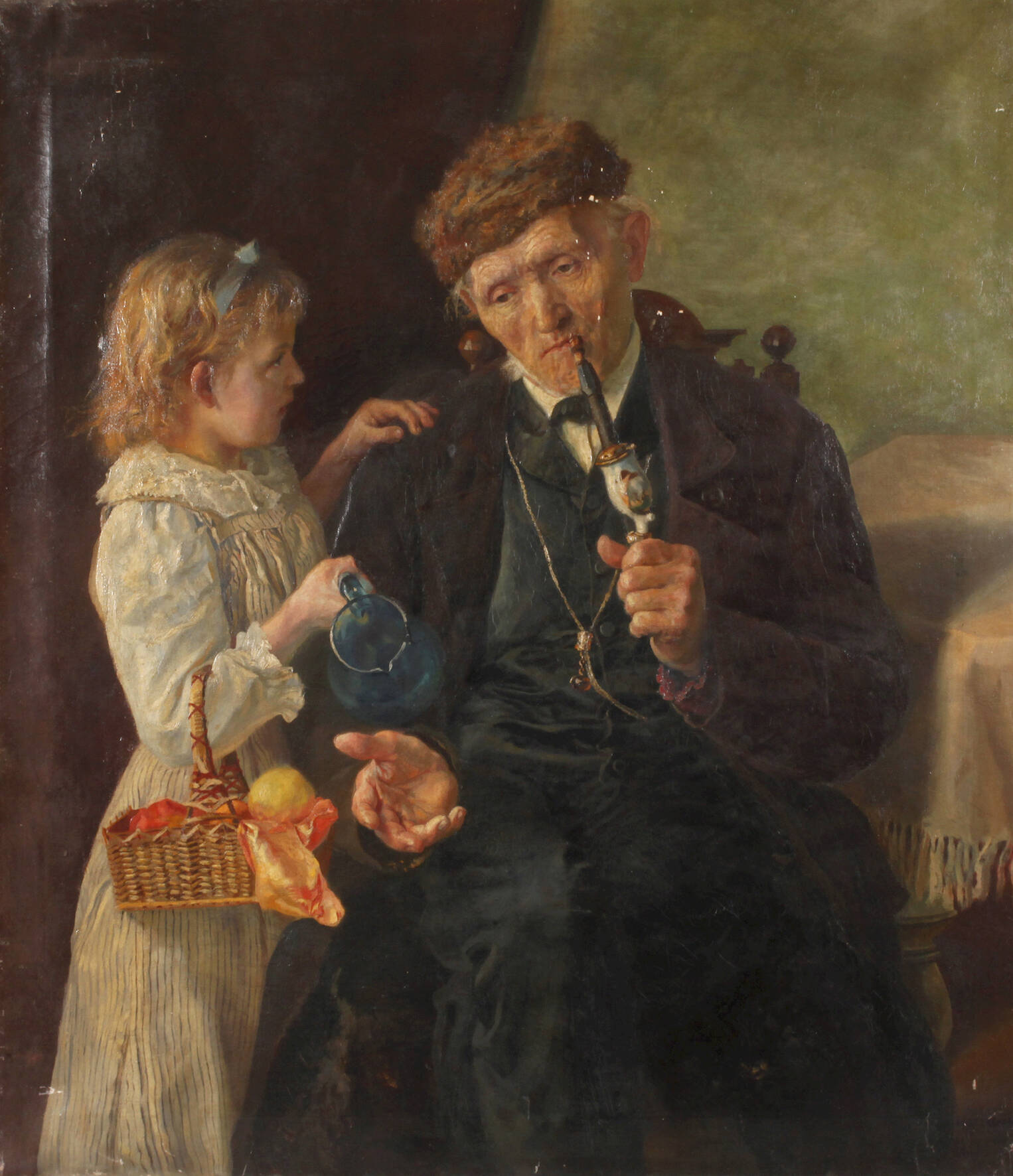 Paul Kretzschmar, Pfeife rauchender Herr mit Kind