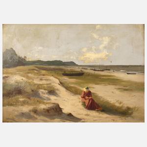 Otto Lev, Strandpartie mit lesender Frau