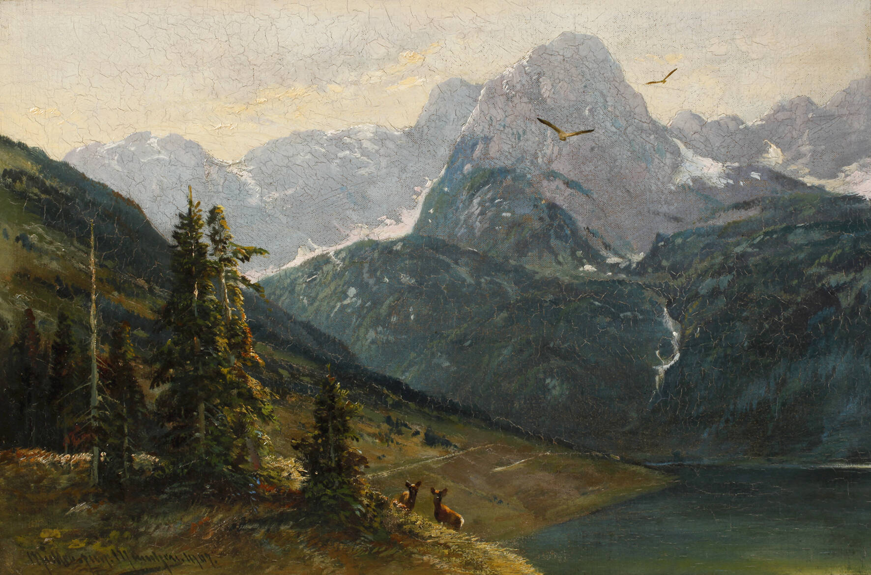 Moritz Müller II, Alpenlandschaft mit Rehen