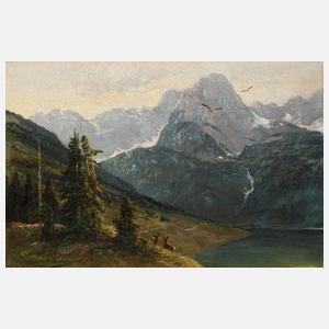 Moritz Müller II, Alpenlandschaft mit Rehen