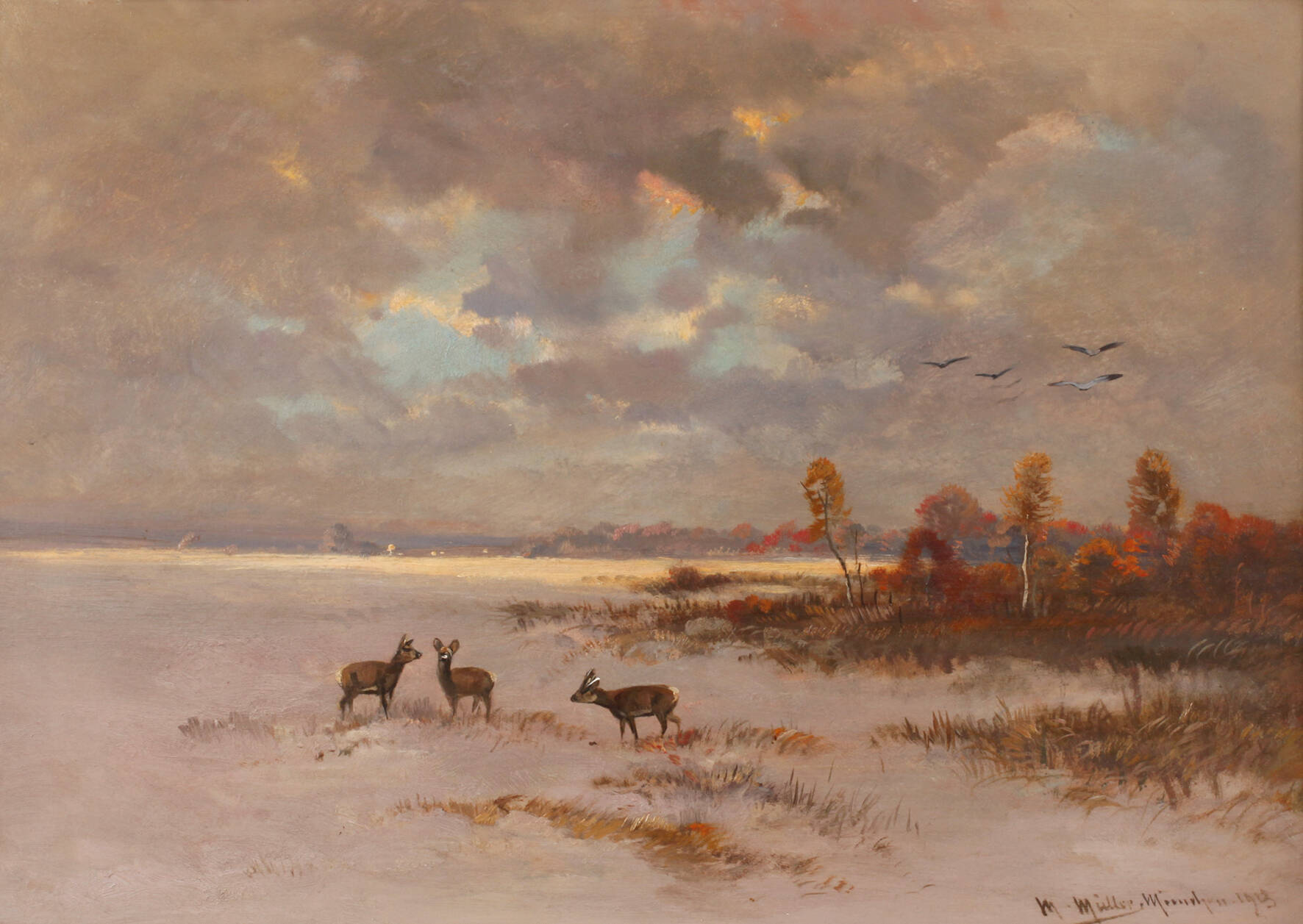 Moritz Müller II, Rehe in Winterlandschaft