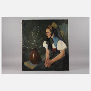 Hans Paap, Frau in Tracht mit Maikätzchen