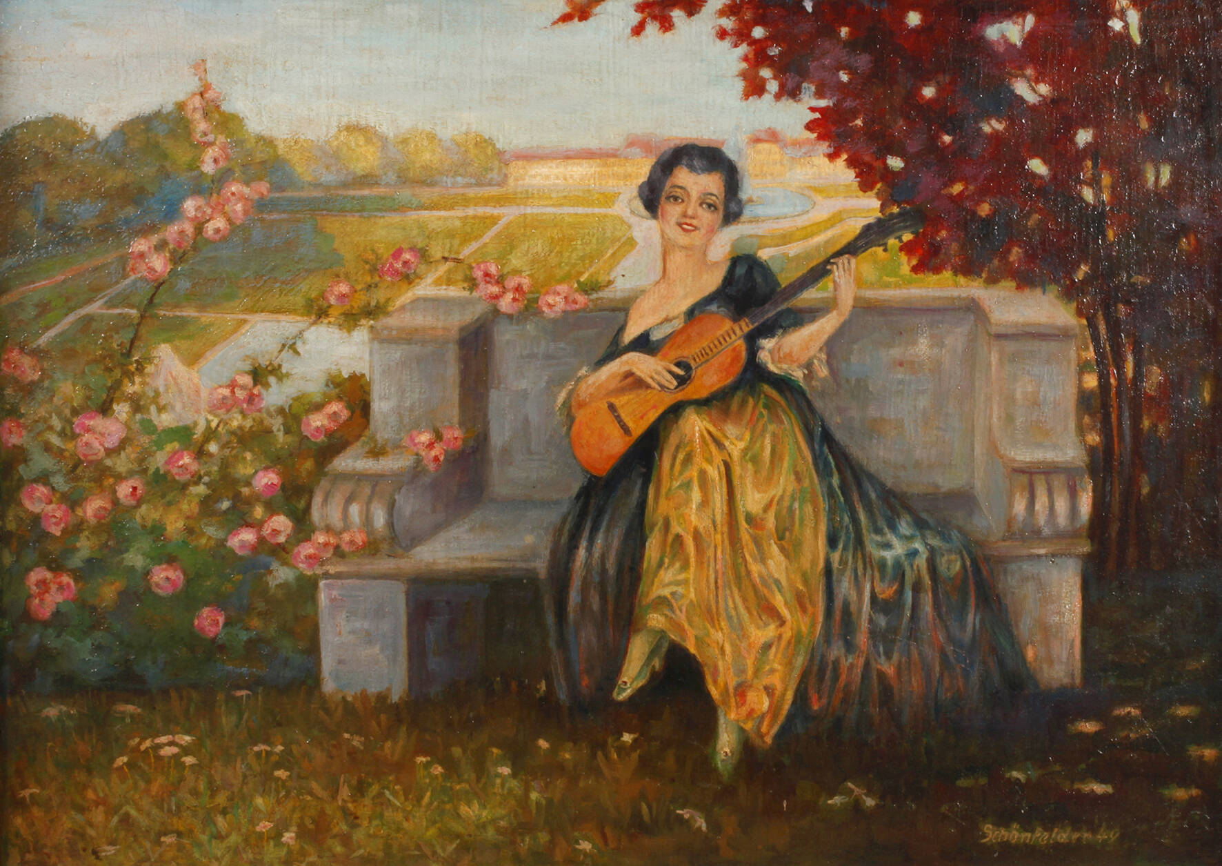 Schönfelder, Gitarrenspielerin im Schlosspark