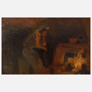 Prof. Ipolit Strambu, Frau am Feuer