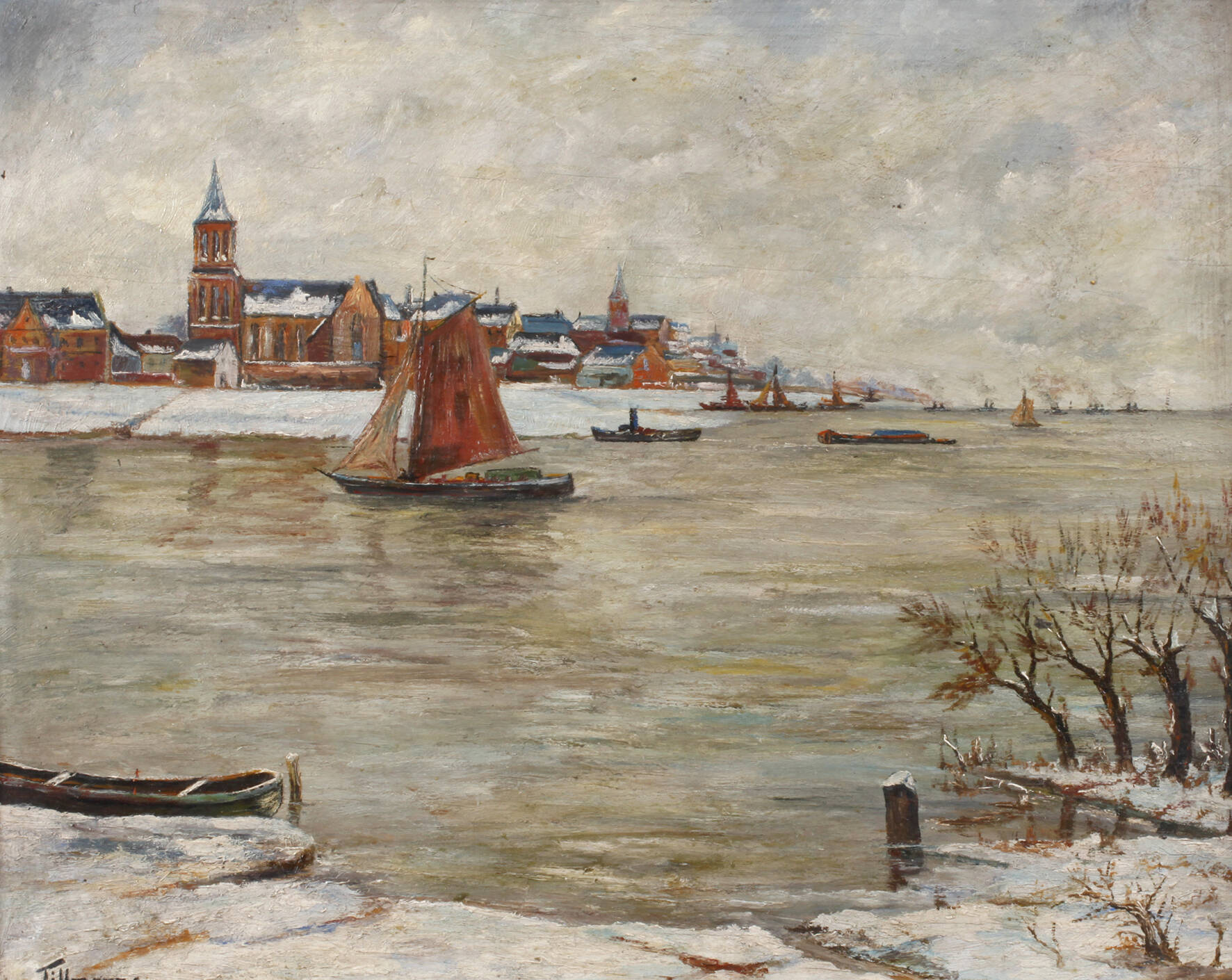 Tillmanns, Stadt an winterlicher Küste