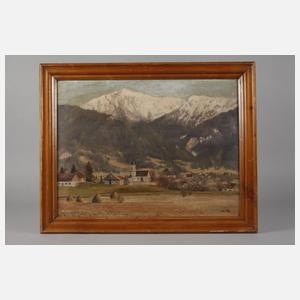 Josef Vogl, Dorf vor Gebirgssilhouette