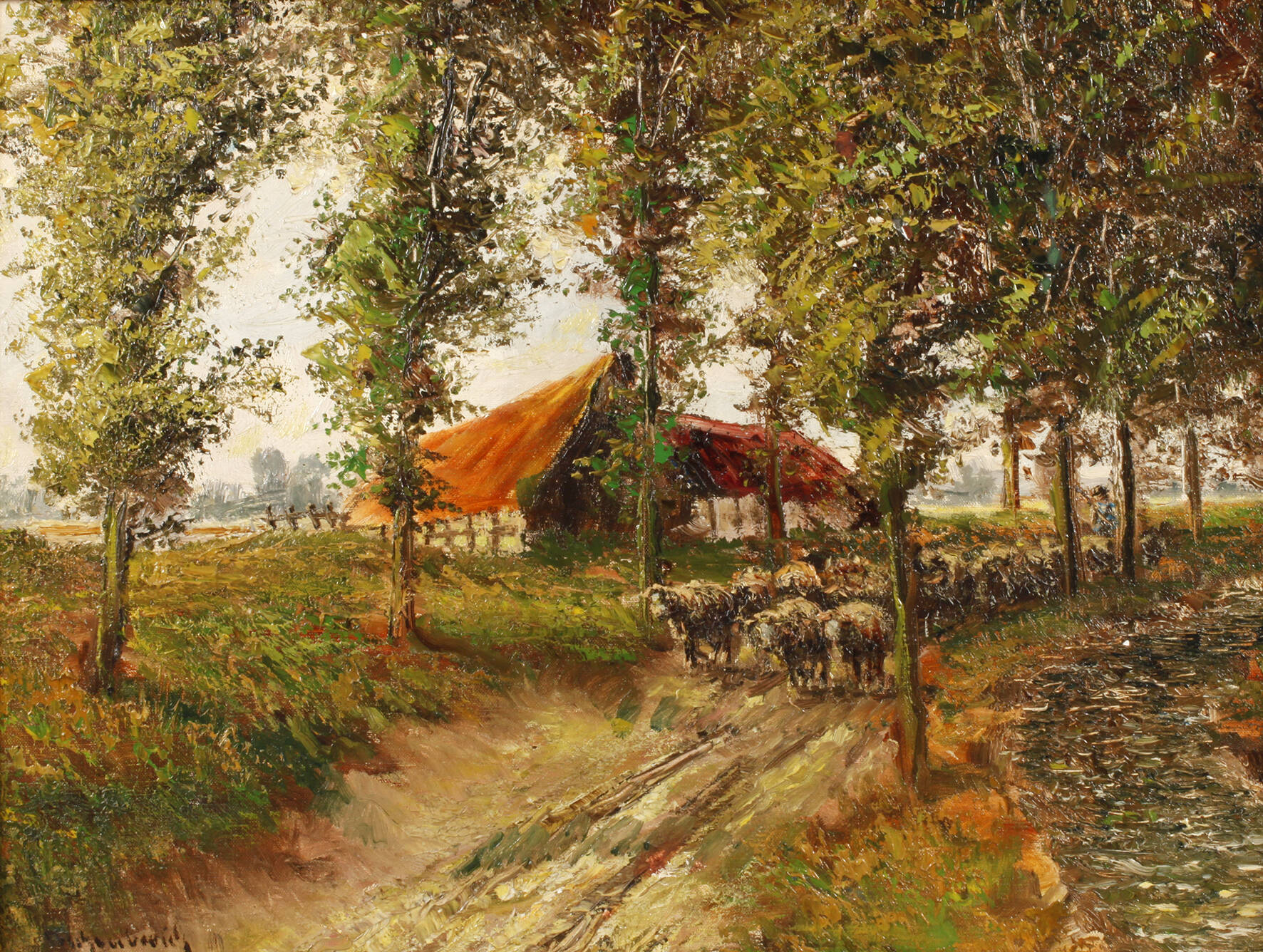 Heimkehrende Schafherde