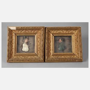 Paar biedermeierliche Wachsreliefs