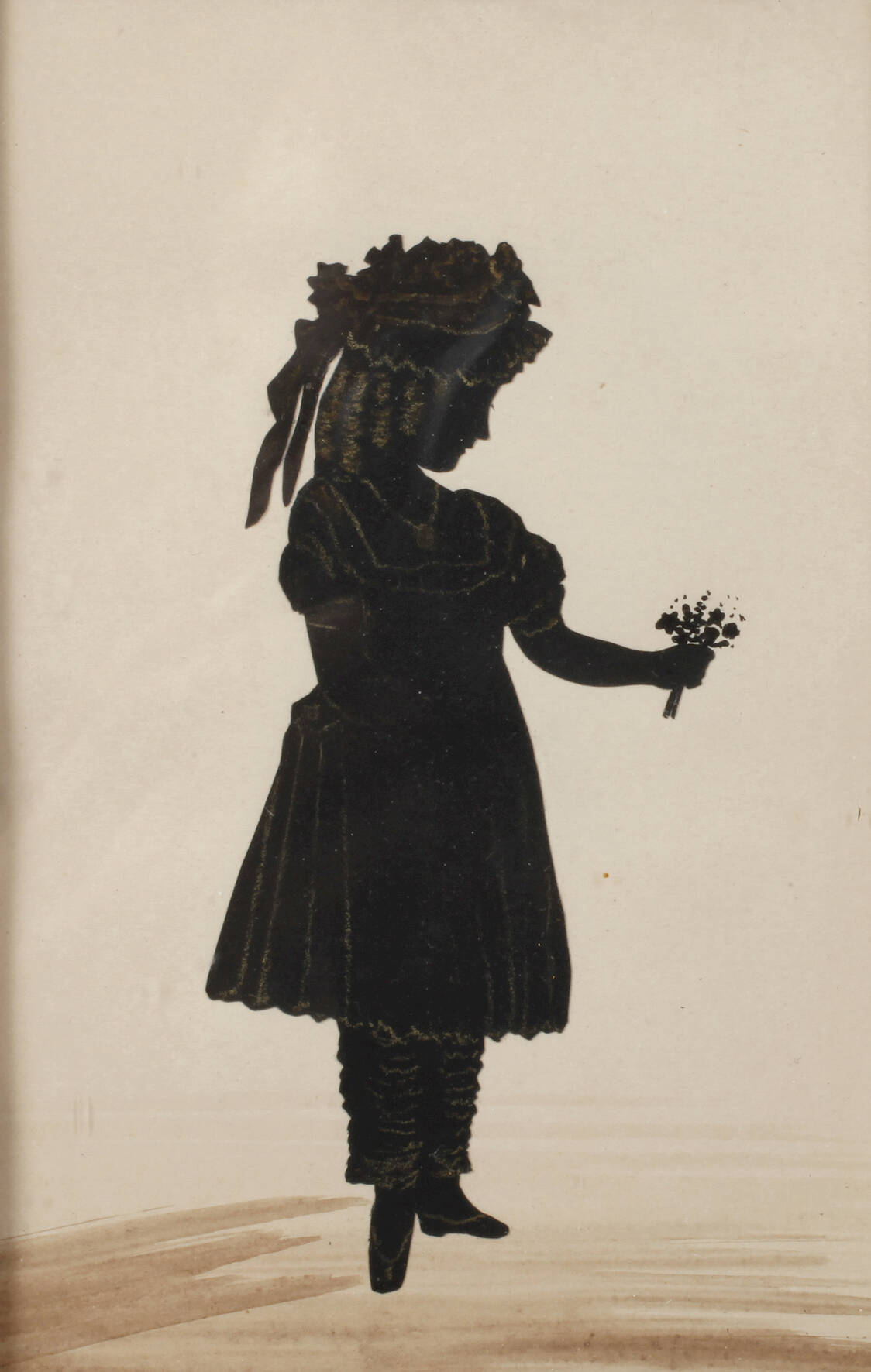 Scherenschnitt Mädchen mit Blumen