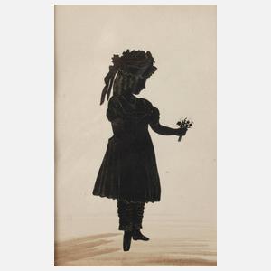 Scherenschnitt Mädchen mit Blumen