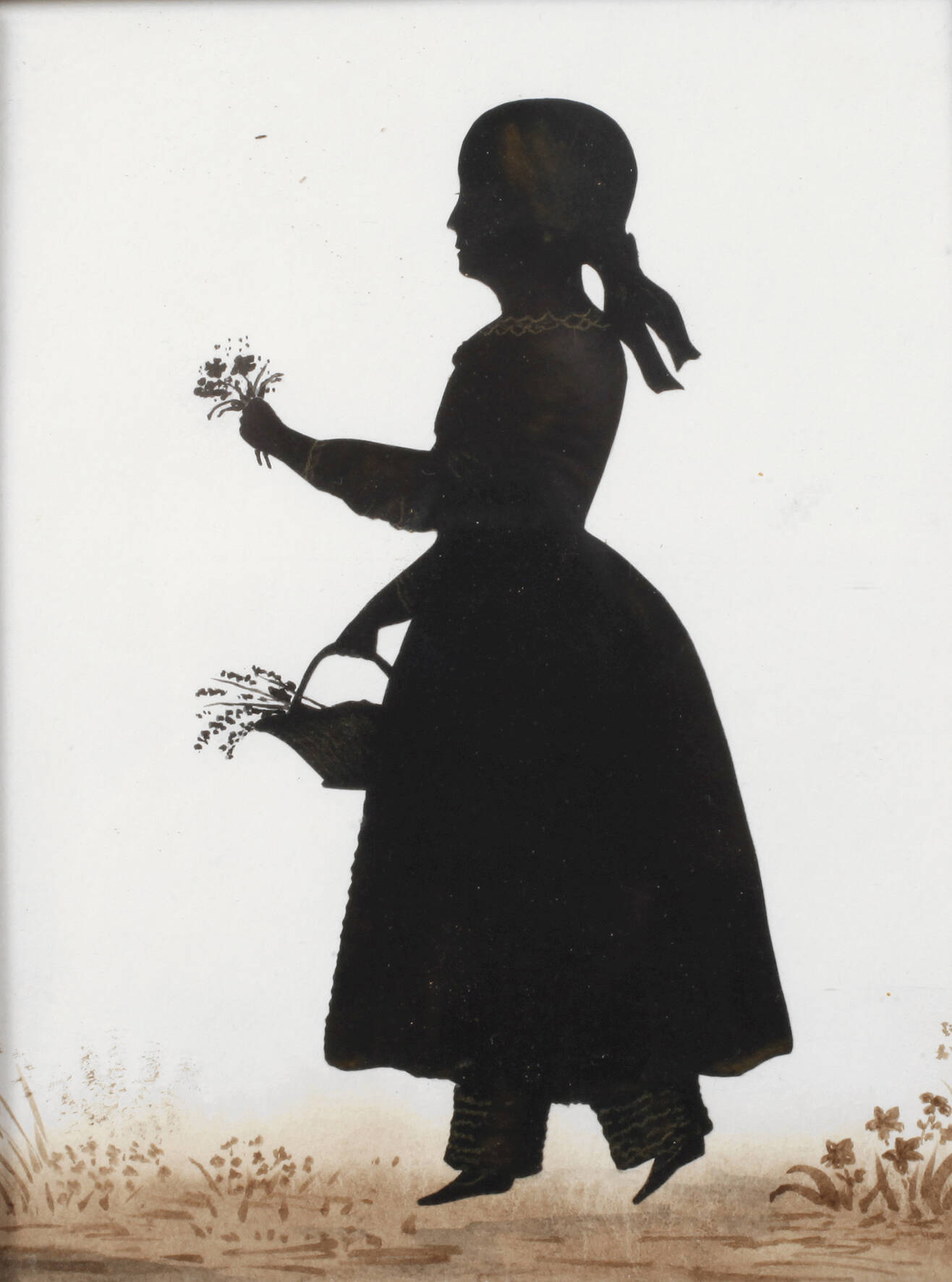 Scherenschnitt Mädchen mit Blumen