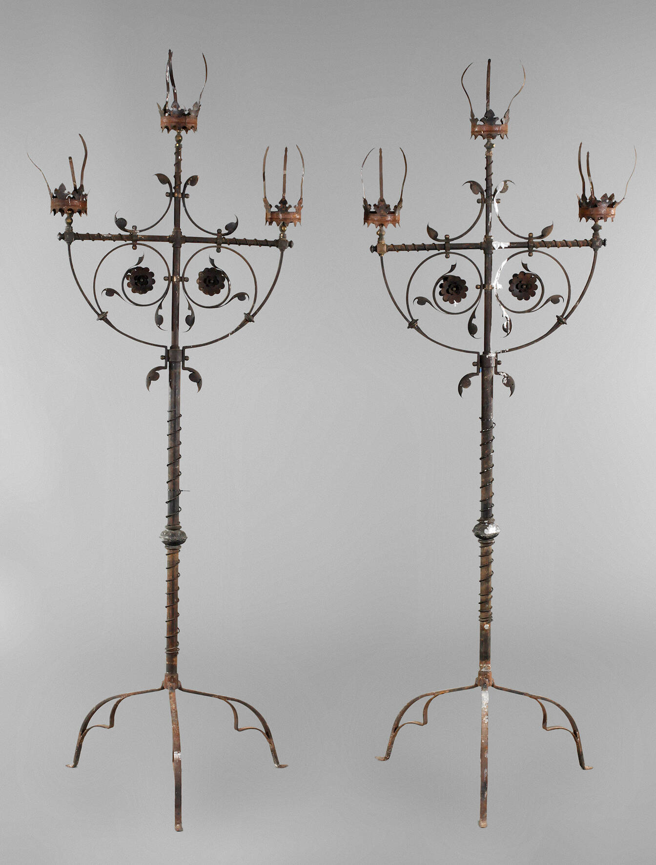 Paar Standkandelaber Schmiedeeisen