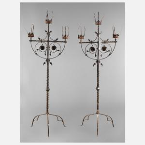 Paar Standkandelaber Schmiedeeisen
