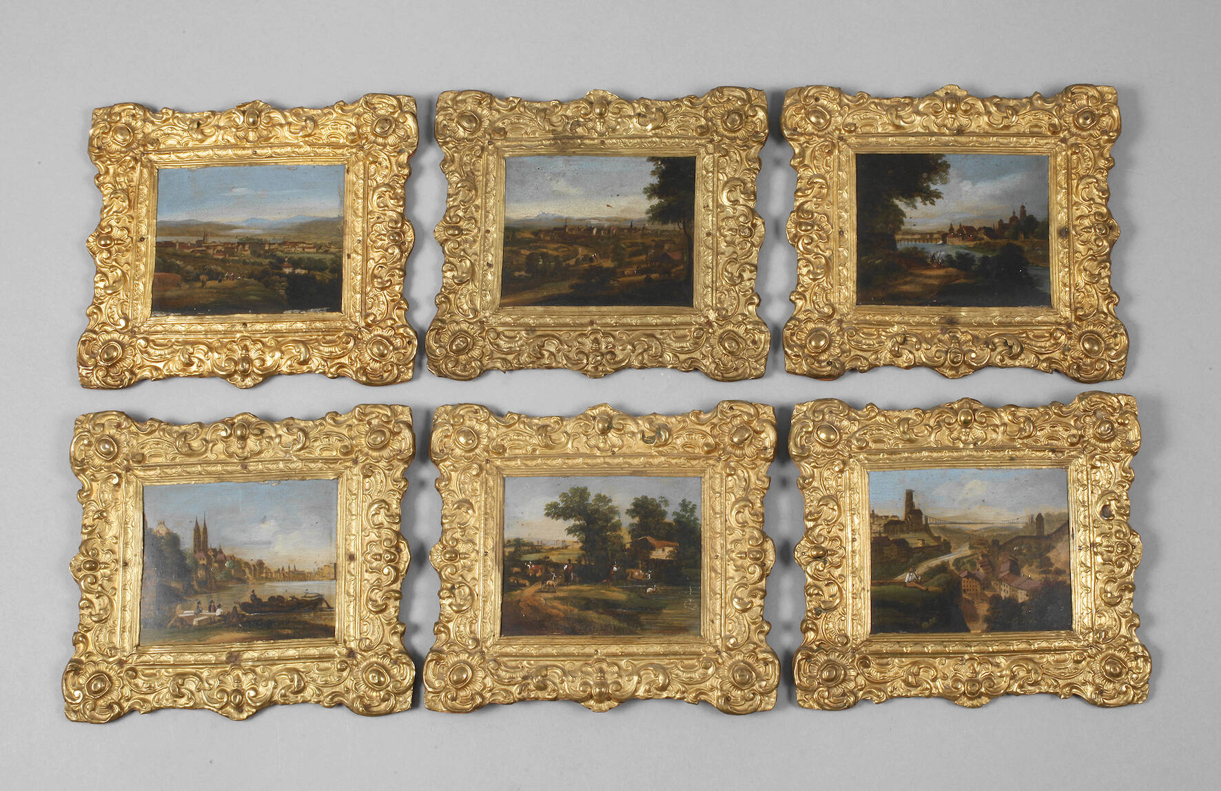 Sechs Lackmalereien Stobwasser, attr.