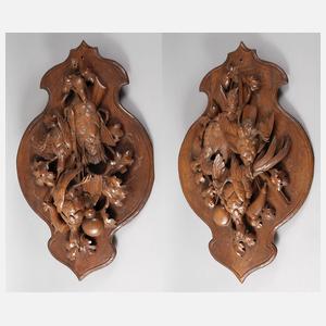 Zwei jagdliche Wandplatten