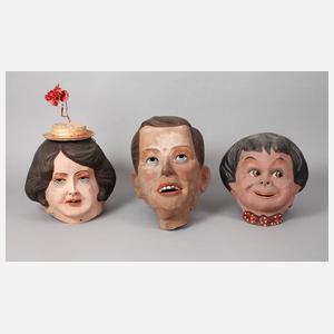 Drei Faschingsköpfe Pappmaché