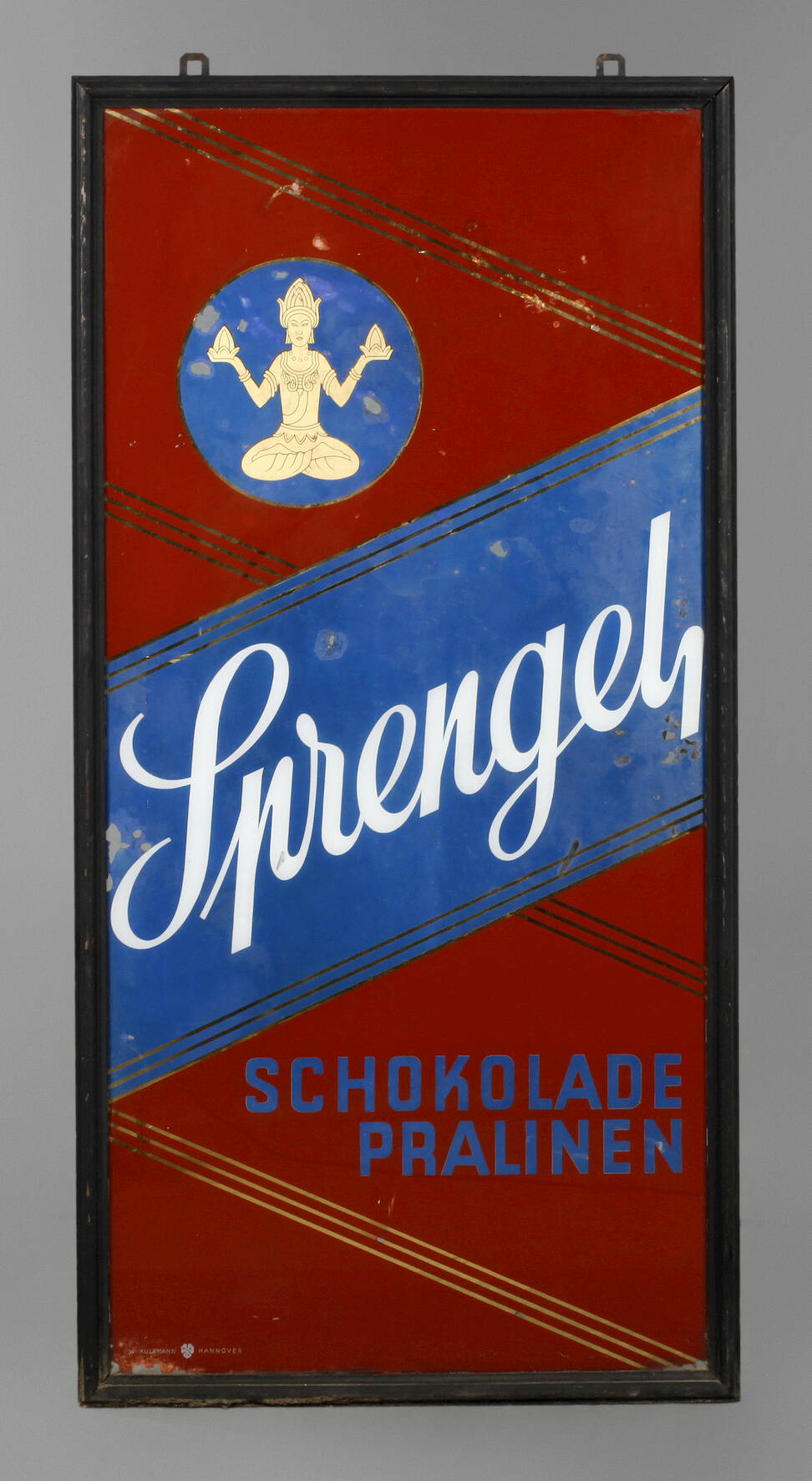 Werbeschild Sprengel Schokolade Pralinen