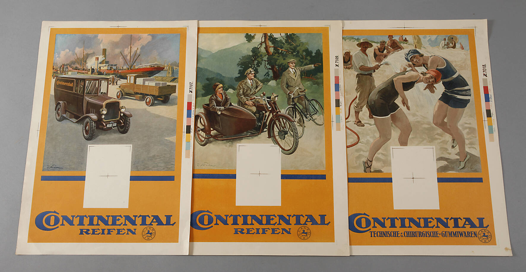 Drei Werbeplakate Continental