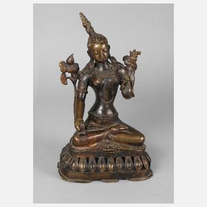 Bronzeplastik Grüne Tara