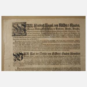 Sächsisch-Kaiserliche Bekanntmachung Langenreinsdorf 1734