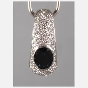 Clipanhänger mit Diamanten und Saphir