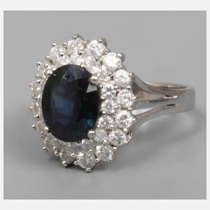 Damenring mit Saphir und Brillanten