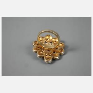 Damenring mit Rubin und Diamantrosen