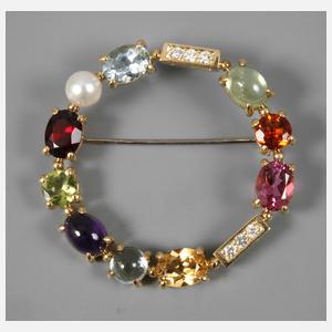 Brosche mit Farbsteinen