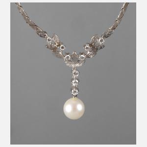 Collier mit Perle und Brillanten