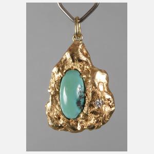 Nuggetanhänger mit Türkis