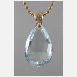 Anhänger mit feiner Aquamarinbriolette