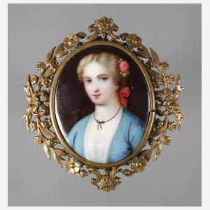 Brosche mit Porzellanmalerei