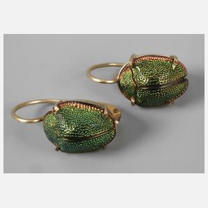 Paar Ohrringe mit Laufkäfern