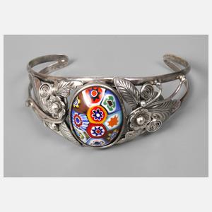 Silberarmreif mit Millefiori