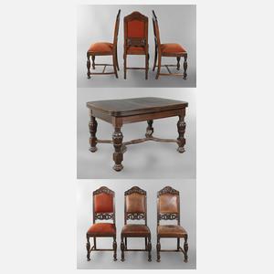 Kulissentisch und sechs Stühle