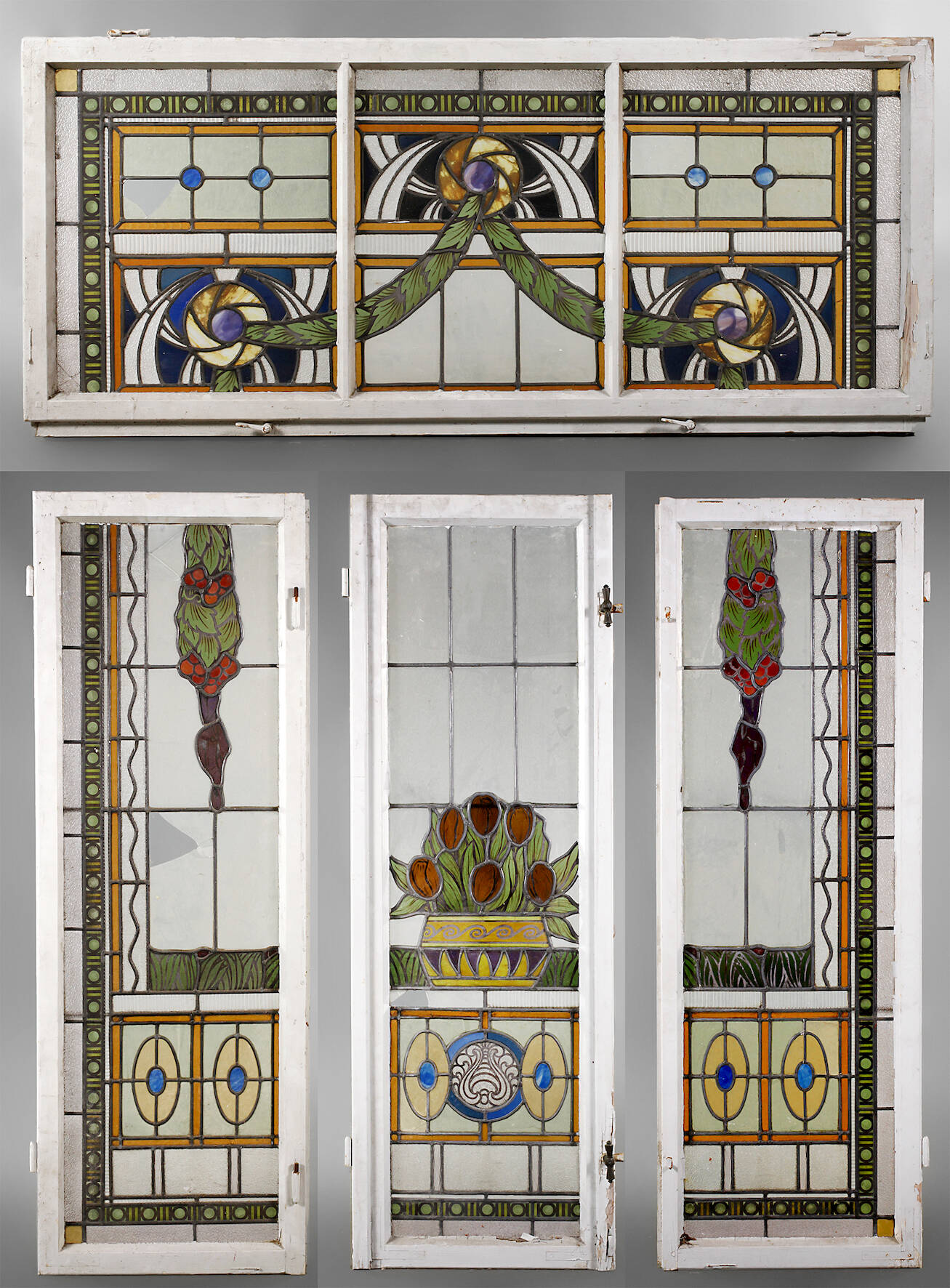Große Jugendstil-Bleiverglasung