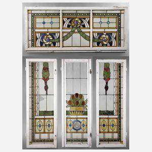 Große Jugendstil-Bleiverglasung
