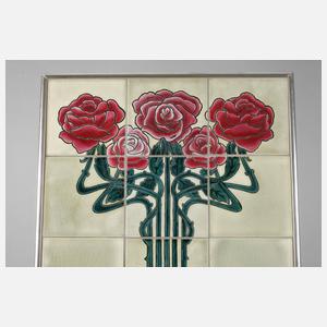 Großes Fliesenbild mit Rosenblüten