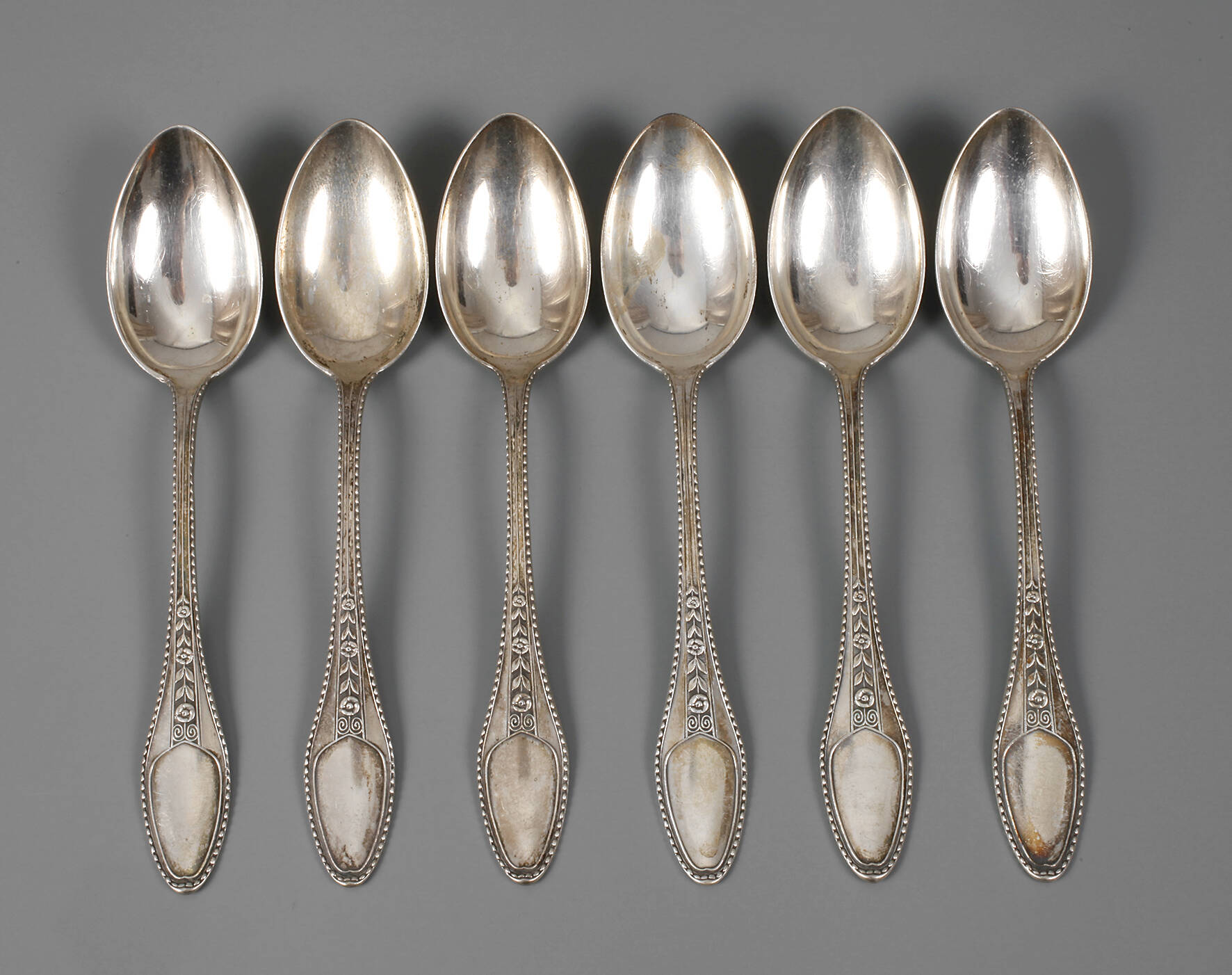 Ernst Riegel sechs Kaffeelöffel "Myrthenbesteck"