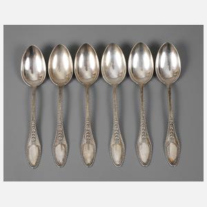 Ernst Riegel sechs Kaffeelöffel "Myrthenbesteck"