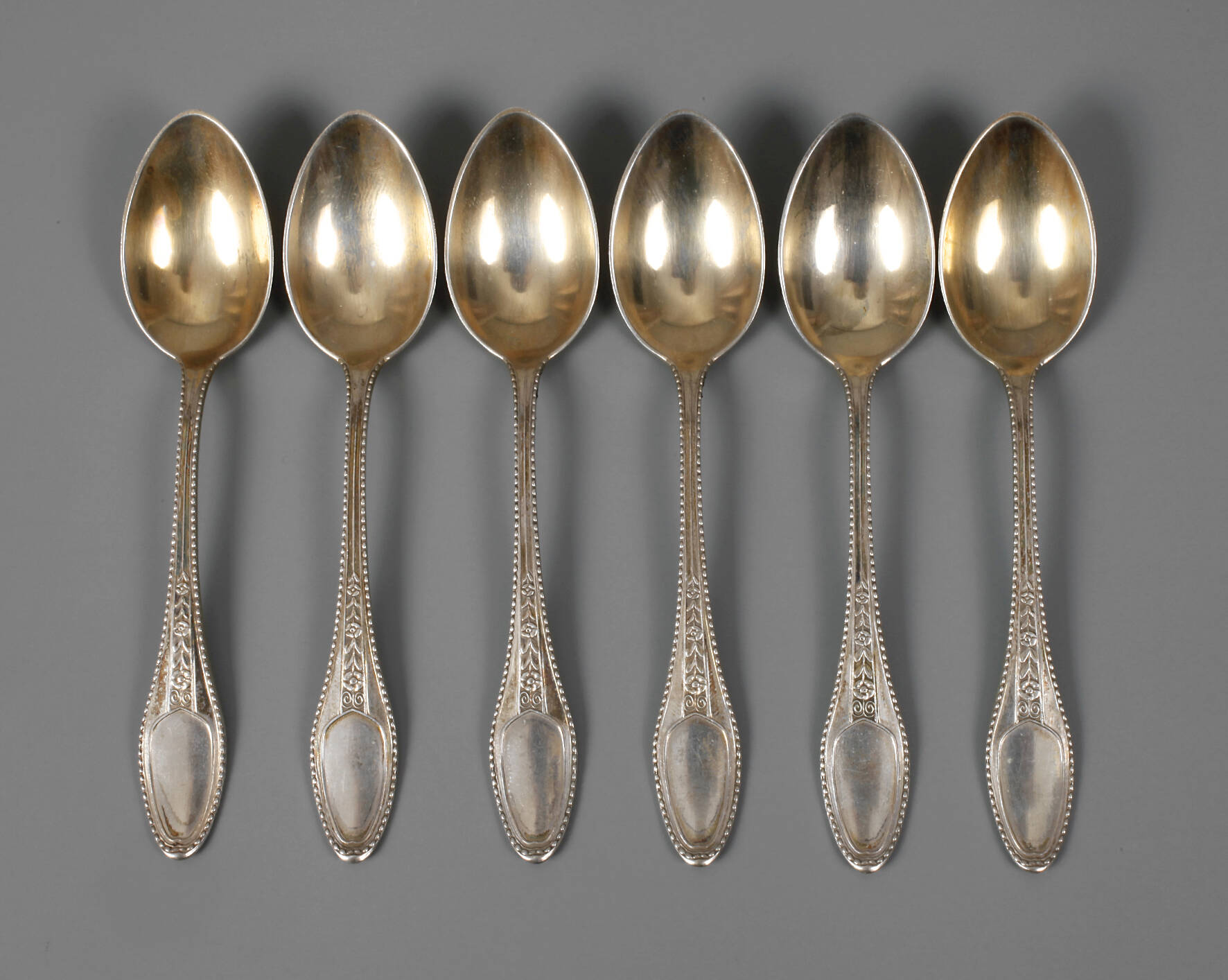 Ernst Riegel sechs Mokkalöffel aus dem "Myrthenbesteck"