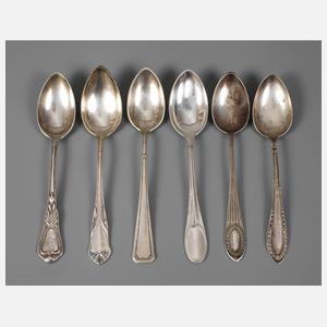 Sechs Jugendstil-Kaffeelöffel