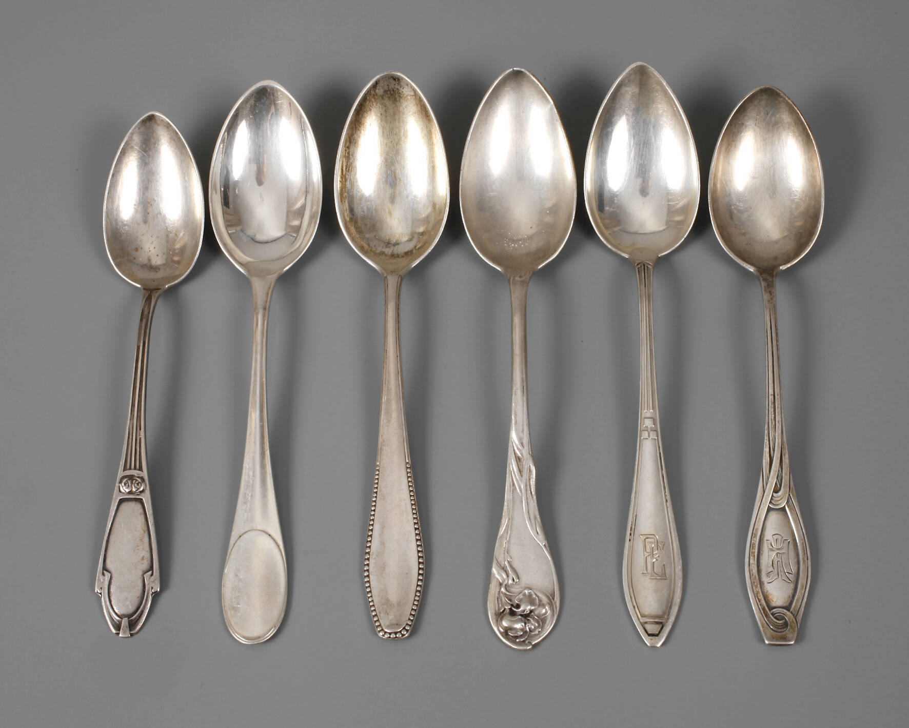 Sechs Jugendstillöffel Silber