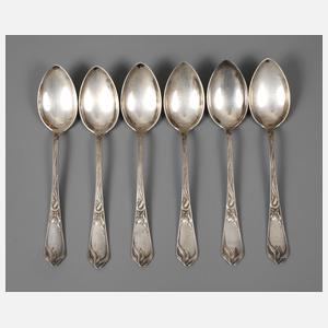 Sechs Jugendstil-Kaffeelöffel